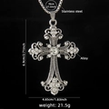 Collana a croce hip hop argento con cristalli e catena in acciaio inox da 70 cm - Argento/Zircone Bianco