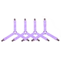 Set of 4 adjustable lavender sheet fasteners with metal clips and three-way elastic straps - Y-Shaped Purple Style