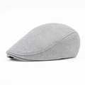 Classico berretto piatto in cotone grigio chiaro con cuciture pregiate per uomo e donna - Regolabile / Grigio chiaro