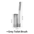 Gray disposable toilet brush set with 40.1cm long handle and round storage base - Grey Toilet Brush / Gray