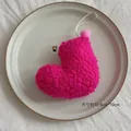 Rose pink lamb wool heart pendant ornament with white hanging rope for Christmas decor - Socks / Rose Red