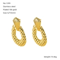 Textured geometric 18K gold plated stainless steel earrings in a golden finish - Stainless Steel 18K Gold Plated / 52*35mm / Gold