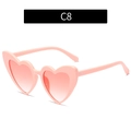 Fashionable heart-shaped sunglasses in pink plastic frame with pink gradient lenses, style C8 - Pink Frame Gradient Pink Lens