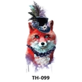 Waterproof tattoo sticker featuring a whimsical fox in a top hat and blue eyes - Th-099 / 210*148mm