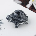 Carved smoky quartz turtle figurine with translucent natural crystal textures - 74 Obsidian