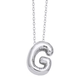 Minimalist silver letter G balloon pendant necklace with polished finish and O-chain - Letter G