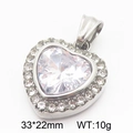 Funkelnder silberner Herzanhänger mit großem Zirkonia und Diamant-Halo-Fassung für Damen - Stahlfarbe (KP115326-TOM)