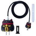 Black Maneki Neko themed silicone protector kit for 20W charger adapter and cable - Lucky Cat Black / Five-Piece Set