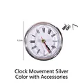 Round silver quartz clock insert with Roman numerals and metal clips for DIY silicone molds - Silver Clock Core