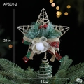 Estrella para árbol de Navidad de hierro dorado con agujas de pino y lazo de bayas - Tipo B (Estrella de Oro/Flor de Malla Blanca)