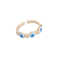 Verstelbare boze oog ring van verguld koper met blauwe details en zirkonia stenen - Meer blauw