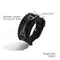 Men's retro black braided leather bracelet with turquoise and matte metal buckle accents - S2311-7 Wide Leather