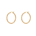 18K gold plated stainless steel twisted hoop earrings with thick rope texture - Square Line Twisted Hoop Earrings - Gold - 40mm