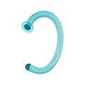 Transparent blue-green C-shaped glass nose ring with round disc and ball ends - Transparent Sea Blue C-Shape 1x8x2mm