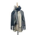 Fashionable black and white color-block plaid scarf with tassels on a mannequin - 1# (Black & White Plaid)
