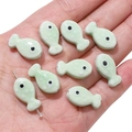 Light green ceramic fish beads with white polka dots for DIY jewelry making - Light Green