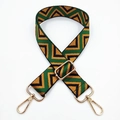 Detail of 3.8cm colorful geometric striped wide shoulder strap with gold swivel hooks - Green Brown Triangle