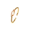 Marquise-cut champagne zircon ring with bubble texture band in 18K gold plated finish - Champagne Marquise / Adjustable Open