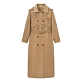 Trench-coat croisé classique kaki avec ceinture et épaulettes sur fond blanc pur - S / Kaki