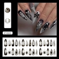3D-bloemen press-on nagels met donkere gotische spinnenweb- en vlammen-nagelkunst - Dark Smudge Art (Lijm Stijl) (Z1222)