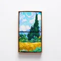 Diario pintura al óleo Van Gogh en caja de kraft con correa elástica negra - Campo de trigo con cipreses