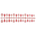 Short almond pink press-on nails with 3D embossed flowers and pearl accents - Pink 3D Relief Flower - Strip Packed (B2-14182) / 30 Pcs/Strip