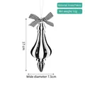 Modern black and white striped glass finial ornament with checkered bow, 17cm height - 17cm Style 10 Black & White Stripes (Single)