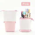 Pink corduroy telescopic pencil case showing expanded and standing pen holder modes - Corduroy - Pink