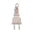 Silver plug charm pendant with white zircon stones for DIY jewelry making - Silver-Plug