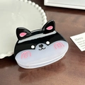 Pince à cheveux corgi en acétate noir et blanc avec un design de chien souriant - Corgi Noir / 7,8 cm