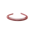 Matte lotus pink headband with toothed comb grip and elegant woven chain texture - 173 Chain Style / Burgundy