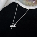 Silver S925 necklace featuring a Z letter lightning pendant with sparkling white zircons - 925 Silver / Silver (Letter Z)