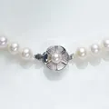 Collana di perle d'acqua dolce 6-7mm con chiusura floreale in argento e inserto in perla - Senza scatola / Collana di perle 6-7mm (circa 42cm)