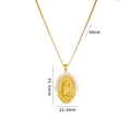 Collana con ciondolo Madonna in oro e zirconi bianchi con catenina classica sottile - Mary A447/Oro/Cornice Ovale in Zirconia