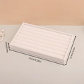 Beige velvet jewelry tray with 7 ring slots, size 21cm x 12.5cm x 2.4cm storage organizer - Ring Slots / Beige