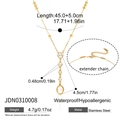 18K vergoldete Edelstahlkette mit Perle und Strass, 45cm lange Y-Halskette für Damen - Herz Perle Anhänger Stil (JDN0310008)