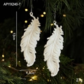 Christmas white feather ornaments with glitter finish for festive tree decoration - Feather/2 Packs