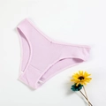 Detail shot of light purple ribbed cotton panties with breathable double-layer crotch - L(30) / Light Purple