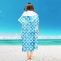 Microfiber hooded beach poncho with blue fish scale pattern for quick-dry comfort - Pullover Style - Blue Fish Scale