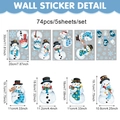 Set de 74 pegatinas navideñas de muñeco de nieve y copos azules para decorar cristales - Estilo Invierno Muñeco de Nieve (UV24Y12402S_T) / 20*30cm