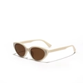 Retro square cat-eye sunglasses with cream frames and brown lenses for stylish men and women - Beige