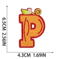 Detail of pumpkin-themed letter P embroidery patch with dimensions 6.5cm by 4.3cm - Letter P