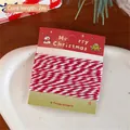 2m red and white Christmas cotton baker's twine on festive snowman gift card - 6# Red and White Twine