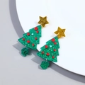 Pendientes de árbol de Navidad en acrílico con purpurina verde y detalle de estrella - Estilo 3 - Árbol Purpurina Verde Puntos Color