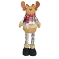 Standing plush Christmas reindeer in red plaid shirt and long legs for holiday decoration - Elk Style