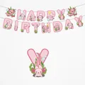 Rosa Axolotl Happy Birthday Girlande Set aus Papier mit Größenangaben für Partydekoration - Happy Birthday Banner