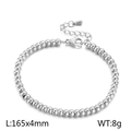 Poliertes silbernes Perlenarmband aus Edelstahl 165mm lang mit Karabinerverschluss - 4mm Perlendurchmesser - Silber