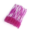 Disposable eyelash brushes with purple gradient handles and bright pink spiral bristles - 50 Pcs/Pack / Rose Red