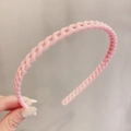 Pink chain style headband with matte finish and woven detail for hair styling - 35# Chain-Pink