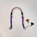 Adjustable colorful braided nylon shoulder strap with tassels and silver metal rings - Handmade Knotting Craft / Yellow Pink Rope - Purple Strap